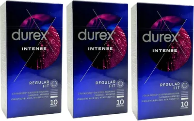 Produktbild von 30 Stück Durex Intense Kondome mit Noppen, Rippen & viel Desirex-Gel Breite 56mm