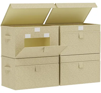 Produktbild von Aufbewahrungsboxen mit Scharnierdeckel, 4 Stück, Grau/Beige