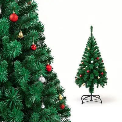 Image de ROSEJANE, sapin de Noël artificiel, vert, 150 cm, 300 extrémités de branches, en PVC, avec support en métal, facile à assembler