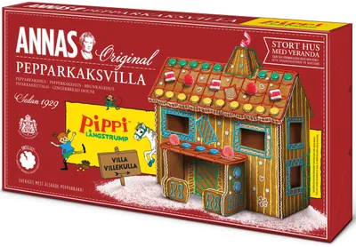Produktbild von Pippi Langstrumpf Villa Kunterbunt - Pfefferkuchenhaus (im Volksmund auch Lebkuchenhaus genannt) Pepperkakshus Original aus Schweden (Bausatz)