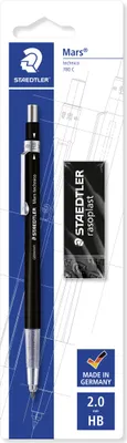 Produktbild von Fallminenstift Mars technico HB schwarz + Radierer Packung mit 10 Stück