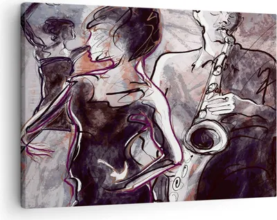 Produktbild von Bild auf Leinwand - Leinwandbild - Jazz Musik Musiker - 70x50cm - Wand Bild - Wanddeko - Wandbilder - Leinwanddruck - Bilder - Kunstdruck - Wanddekoration - Leinwand bilder - Wandkunst - AA70x50-3572