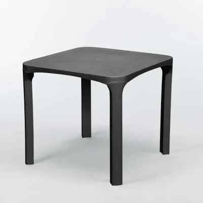 Image de lot de 14 tables hautes carrées Grand Soleil Olè en poly rotin 80x80 cm - Noir