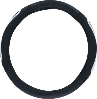 Zdjęcie produktu dla Pokrowiec na kierownicę samochodową Dunlop ⌀38CM Odpowiedni do kierownic 37-39CM - Wygodny uchwyt - Antypoślizgowy - Dekoracja samochodu - imitacja skóry  - Czarny/Biały