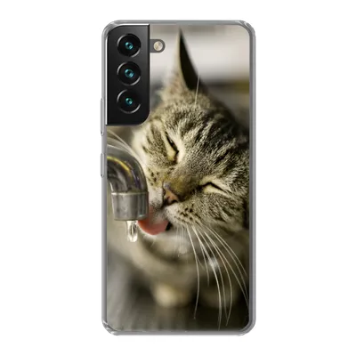 Produktbild von MuchoWow® Handyhülle Schutzhülle Hülle für Samsung Galaxy S22 Katze - Wasserhahn - Getränk Silikon Softcase Handy Hülle - Mobiltelefonhülle