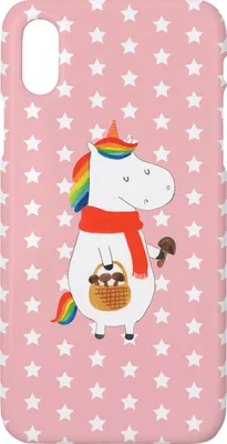 Produktbild von Mr. & Mrs. Panda Iphone 10 Handyhülle Einhorn Pilz - Rot Pastell - Geschenk, X, Motivation, Unicorn, Spruch, Pilze, Einhörner, Handy, Hülle, Cover