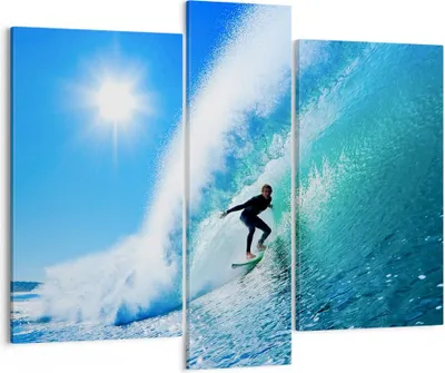 Produktbild von Bild auf Leinwand - Leinwandbild - Windsurfing strand ozean spaß - 95x80cm - Wand Bild - Wanddeko - Leinwanddruck - Bilder - Kunstdruck - Wanddekoration - Leinwand bilder - Wandkunst - CB95x80-2270