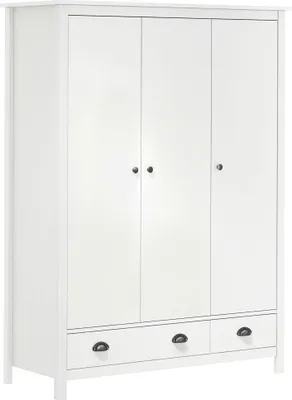 Produktbild von Kleiderschrank mit 3 Türen Hill Weiß 127x50x170 cm Kiefernholz