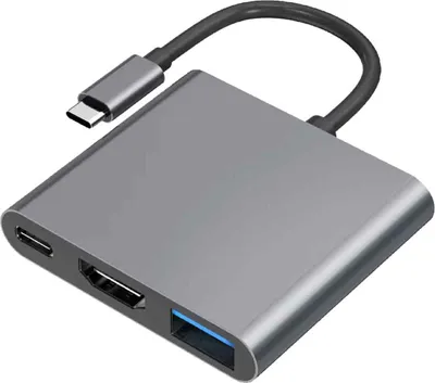 Produktbild von HC 04 Multifunktions-3-in-1-Hub Typ-C auf HDMI-Ausgang HD-Konverter-Adapter-Dockingstation (grau),Grey