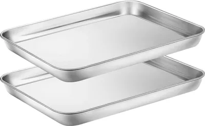 Image de Wildone Set de plaques à pâtisserie en acier inoxydable 25.4x20.3x2.5cm Résistant au lave-vaisselle