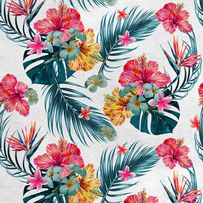 Immagine prodotto di Tessuto di velluto reale in poliestere da cucire - motivo di fiori hawaiani