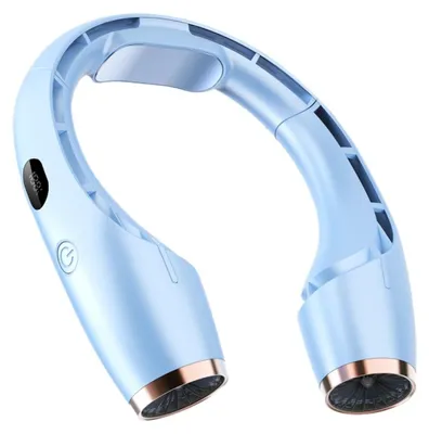 Produktbild von Zimilo Tragbar Nackenventilator mit Halbleiterkühlung, 3 Windstufen, 4000mAh Akku, 24 Stunden Laufzeit, Turbo Luftsystem, Digitalanzeige, Blau