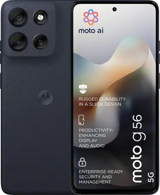 Immagine prodotto di Motorola Moto G56 - Smartphone 5G - Dual-SIM - RAM 8 GB / Memoria interna 256 GB - Slot microSD - Display LCD - 6,72" - 2400 x 1080 pixel (120 Hz) - 2 x fotocamera posteriore 50 MP, 8 MP - fotocamera anteriore 32 MP - Pantone Black-Auster