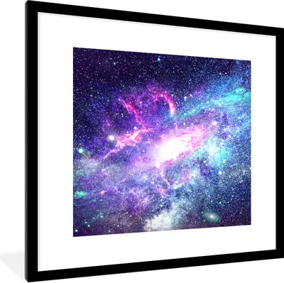 Produktbild von MuchoWow® Gerahmtes Poster Weltraum - Sterne - Blau 40x40 cm - Poster mit Schwarzem Bilderrahmen Wandposter Rahmen Foto Bilder - Poster - Plakat im Rahmen