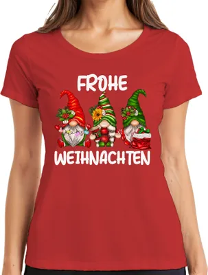 Produktbild von Frohe Weihnachten Wichtel Elf Gnome Zwerge - Weihnachten Xmas Christmas Damen T-Shirt, Rot, XXL