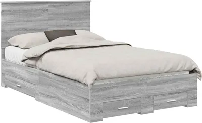 Imagen del producto de Estructura de cama vidaXL, color gris Sonoma, 120 x 190 cm, fabricada en material de madera