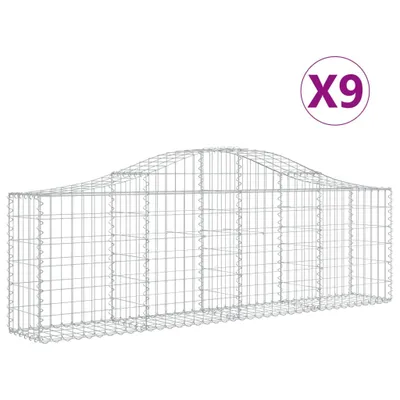 Image de vidaXL Gabions avec arc surélevé 9 pcs. 200x30x60/80 cm Fer galvanisé