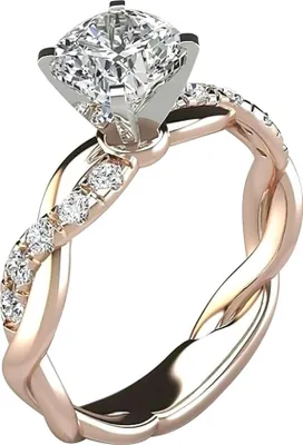 Produktbild von Frauen-Zirkonia-eingelegter gedrehter Fingerring, Hochzeit, Verlobung, Schmuck, Geschenk-Roségold,US 10