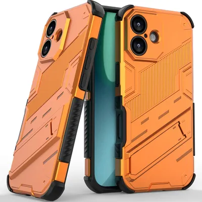 Produktbild von Armor Hülle für iPhone 17 Hybrid PC TPU Bumper Stoßfestes Schutzhülle mit Standfunktion Orange