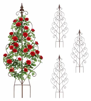 Produktbild von Metallrosen-Rankgitter mit Herz- und Lilien-Zierelementen