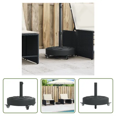 Image de The Living Store Pied de parasol avec roulettes pour mât Ø38/48 mm 27 kg Rond