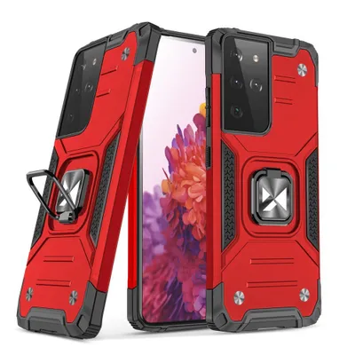 Zdjęcie produktu dla Wozinsky Ring Armor pancerne hybrydowe etui pokrowiec + magnetyczny uchwyt Samsung Galaxy S22 Ultra czerwony