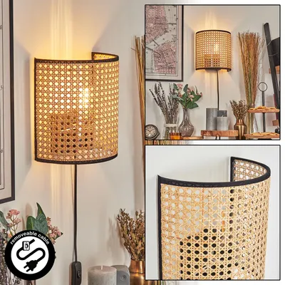 Produktbild von Lanuvio Wandlampe aus Metall/Wienergeflecht in Schwarz/Natur