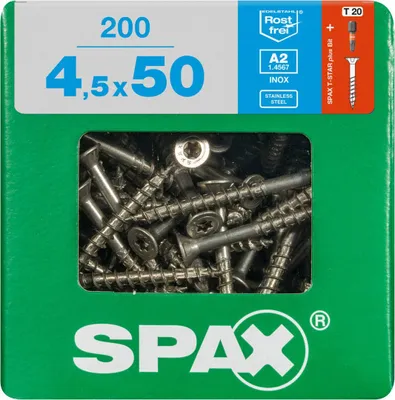 Produktbild von SPAX 4197000450506, Schraube, Edelstahl, Holz, Flachkopf, Torx, Edelstahl