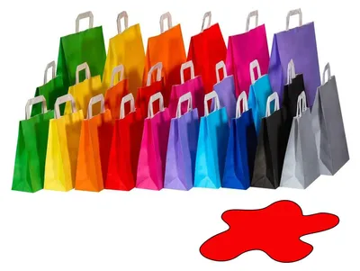 Produktbild von 250x Papiertragetaschen Papiertaschen Flachhenkel 22x10x28cm rot 70gr.