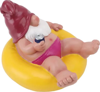 Produktbild von Pool Floater Gnome Statue Harz Pool Party entspannend lustig Garten schwimmende Gnom Figur für Outdoor-Dekor gelb