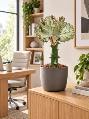 Produktbild von Euphorbia lactea ‘Cristata’ Weiß ca. 30 cm – Korallenkaktus, pflegeleichte Sukkulente und außergewöhnliche Zimmerpflanze