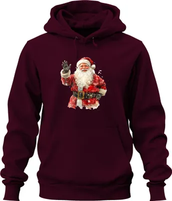 Produktbild von Weihnachtsmann Aquarell Vintage Weihnachten Geschenk rot Bart Uni Hoodie Kapuzenpullover, Burgundy, 3XL