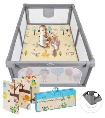 Imagen del producto de Alfombrilla de juego para bebés de doble cara con acolchado grueso