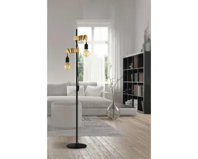 Produktbild von EGLO Townshend, Schwarz, Holz, Wohnzimmer, Metall, Holz, II, E27, 2 Glühbirne(n)