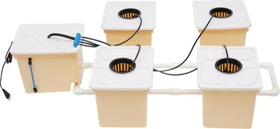 Produktbild von Hydroponik Anzuchtsystem - Indoor Pflanzset mit 5 Eimern - Mit Wasserpumpe - Für Blumen, Kräuter, Obst und Gemüse - Weiß
