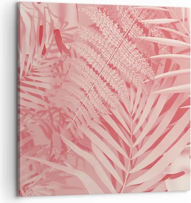 Produktbild von Bild auf Leinwand - Leinwandbild - Einteilig - Rosa Blätter Palmen - 60x60cm - Wand Bild - Wanddeko - Wandbilder - Leinwanddruck - Bilder - Wanddekoration - Leinwand bilder - Wandbild - AC60x60-4745