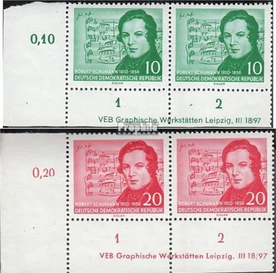 Produktbild von Briefmarken DDR 1956 Mi 541DV-542DV mit Druckvermerk (kompl.Ausg.) postfrisch 100.Todestag von Schumann