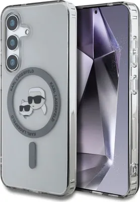 Obrázek produktu pro Karl Lagerfeld Button Karl & Choupette Heads Printed Logo MagSafe - Pouzdro pro Samsung Galaxy S25+ (Černé)