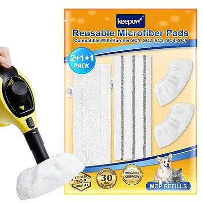Produktbild von Mikrofaser-Tuchset - Ersatz-Bodentücher für Dampfreiniger - Kompatibel mit EasyFix SC 1 - Weiß