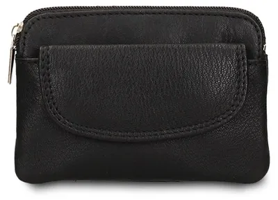Imagen del producto de Cartera de cuero genuino con cremallera y compartimento para monedas, color