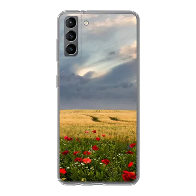 Produktbild von MuchoWow® Handyhülle Schutzhülle Hülle für Samsung Galaxy S21 Plus Blumen - Weizen - Wolken Silikon Softcase Handy Hülle - Handy-Tasche