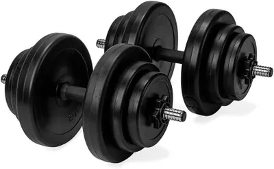 Immagine prodotto di Set di manubri regolabili - Kit per l'allenamento della forza - Allenamento a casa - Facilmente regolabile - 28 kg - Nero