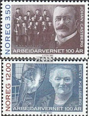 Produktbild von Briefmarken Norwegen 1993 Mi 1133-1134 (kompl.Ausg.) postfrisch Arbeiterschutzgesetzgebung