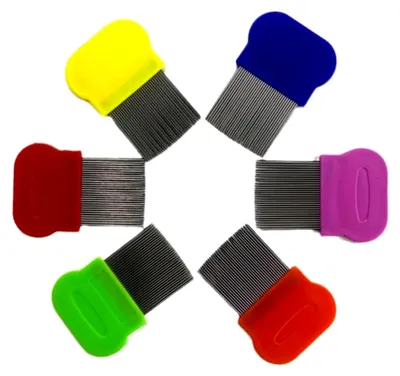 Produktbild von Läusekamm aus Edelstahl – 8 x 5,8 cm – 1 Stück – zufällige Farbe
