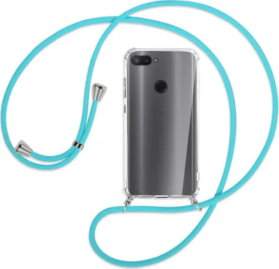 Produktbild von Handykette Backcover-Schutzhülle mit Band (Metall silberfarben) für Xiaomi Mi 8 Lite - türkis
