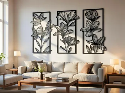 Produktbild von VAILLA Wanddekoration aus Holz Blumen 128, 145x78 cm, für den Flur