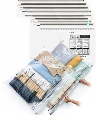 Produktbild von Famanu Vakuum-Aufbewahrungsbeutel für Bettdecken und Decken - Set von 8 - luftdicht - wiederverwendbar - einfach zu verwenden - platzsparend