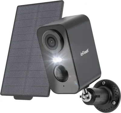 Produktbild von IEGEEK 2K Outdoor Solar Surveillance Kamera, 5200 mAh Batterie-WiFi, PIR-Bewegungserkennung, farbenfrohe Nachtsicht, 2-Wege-Audio, Scheinwerfer, IP65