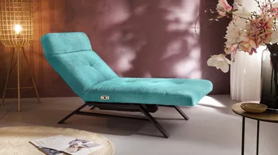Produktbild von KAWOLA Liege AMERIVA Sessel Relaxliege Velvet smaragd Fuß schwarz