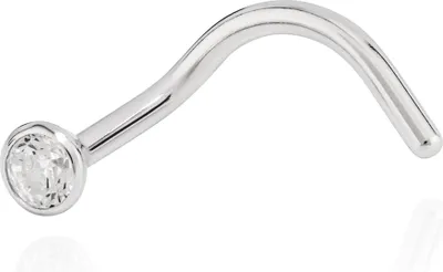 Produktbild von Nasenpiercing 750 Weiß Gold Nasenstecker Spiralen-Form 2mm Zirkonia Weiß